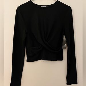 super cute black long sleeve with tie (size m)